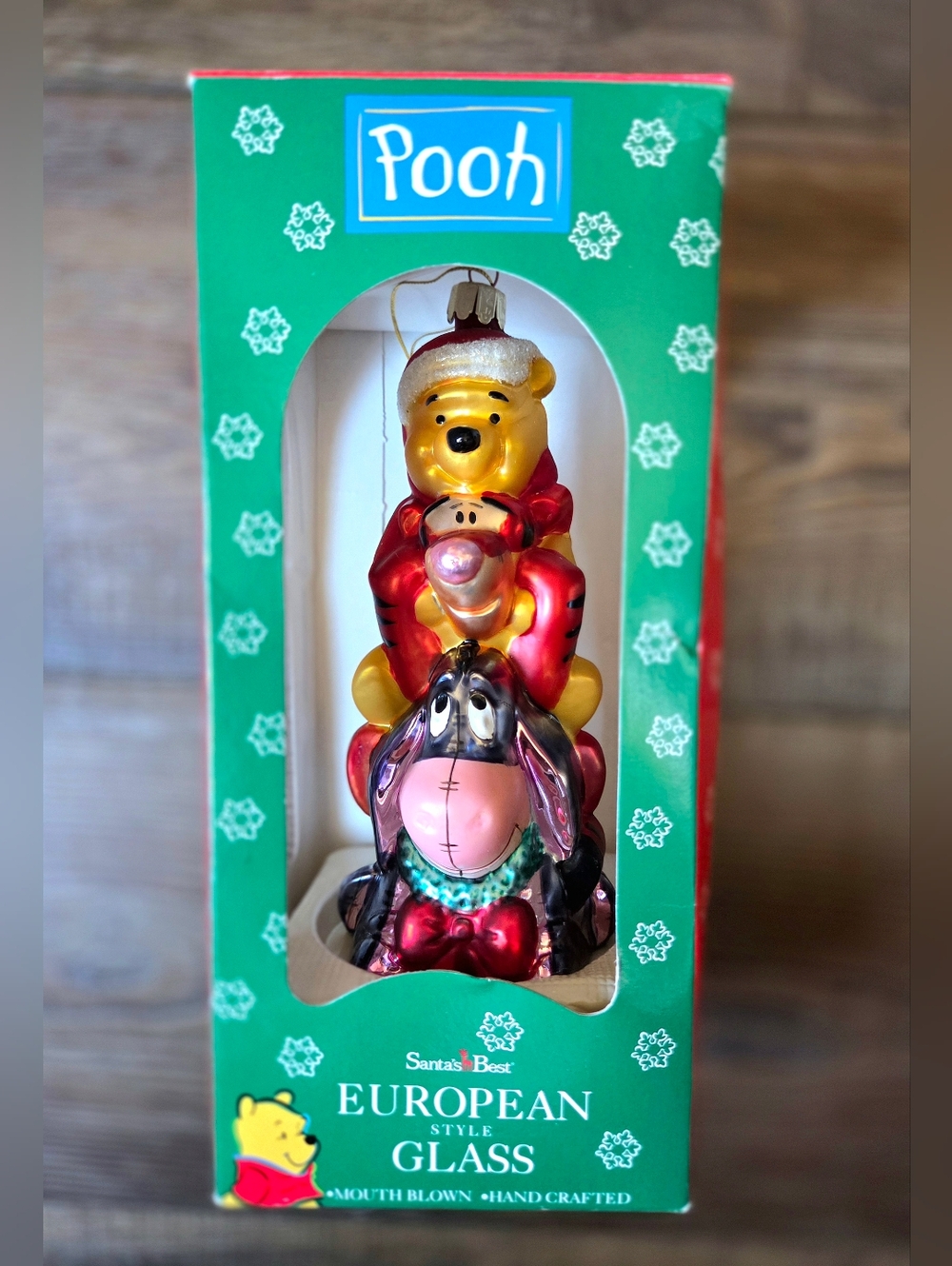 Santa’s Best European Glass POOH Tigger Eeyore Christmas Ornament Mouth Blown